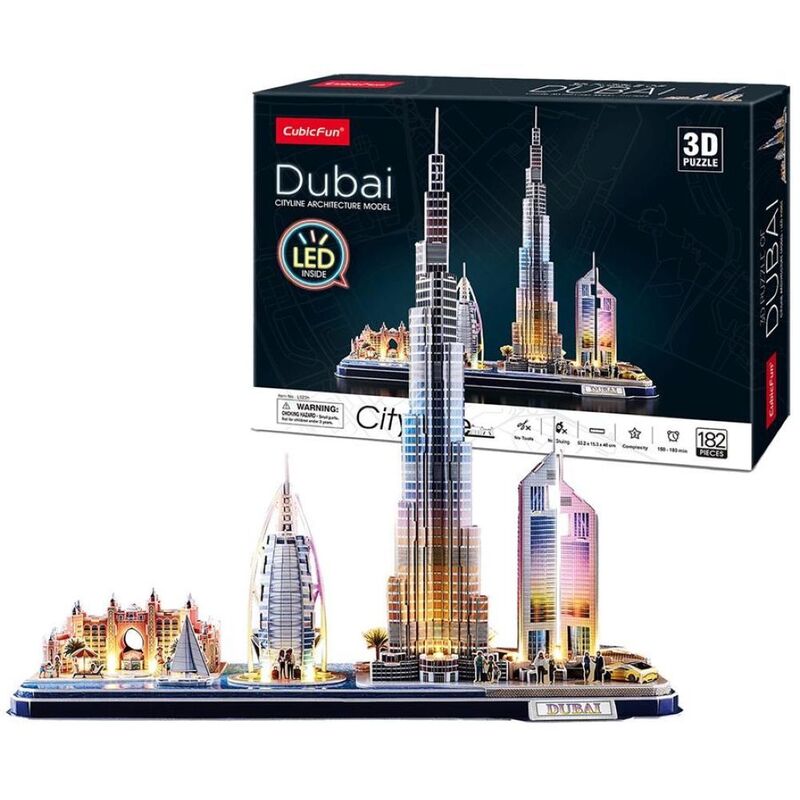 Cubicfun With LED Lights Dubai City Line 3D Puzzle (182 Pieces)