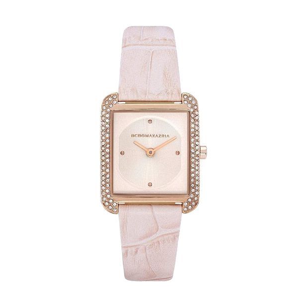 BCBG Max-Pinktone Pink Dial Glitz & Leather Strap Women's Watch - BG50908002