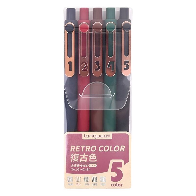 Languo Classic Color Press Gel Pens (Set of 5)