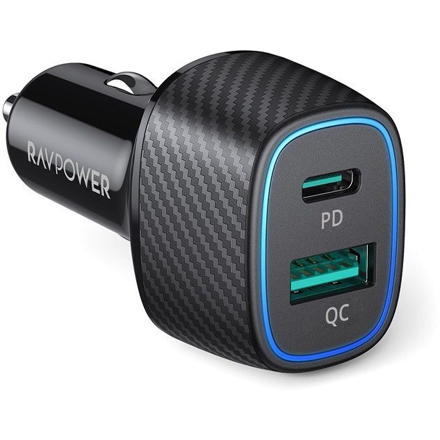 Ravpower RP-VC009 60W Dual Port QC 24W + PD 36W Car Charger - Black