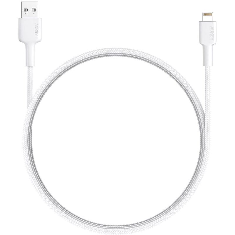 Aukey CB-BAL7 USB A-Lightning Nylon Braided MFI Cable 0.9m - White Aukey CB-BAL7 USB A-Lightning Nylon Braided MFI Cable 0.9m - White