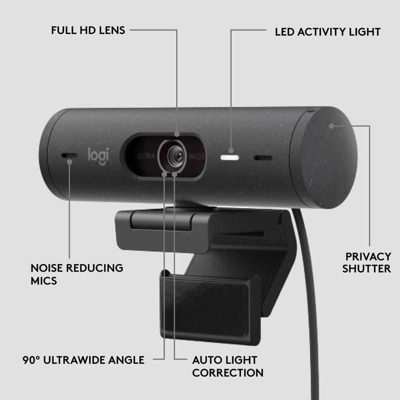 Logitech 960-001422 Brio 500 FHD Webcam - Graphite