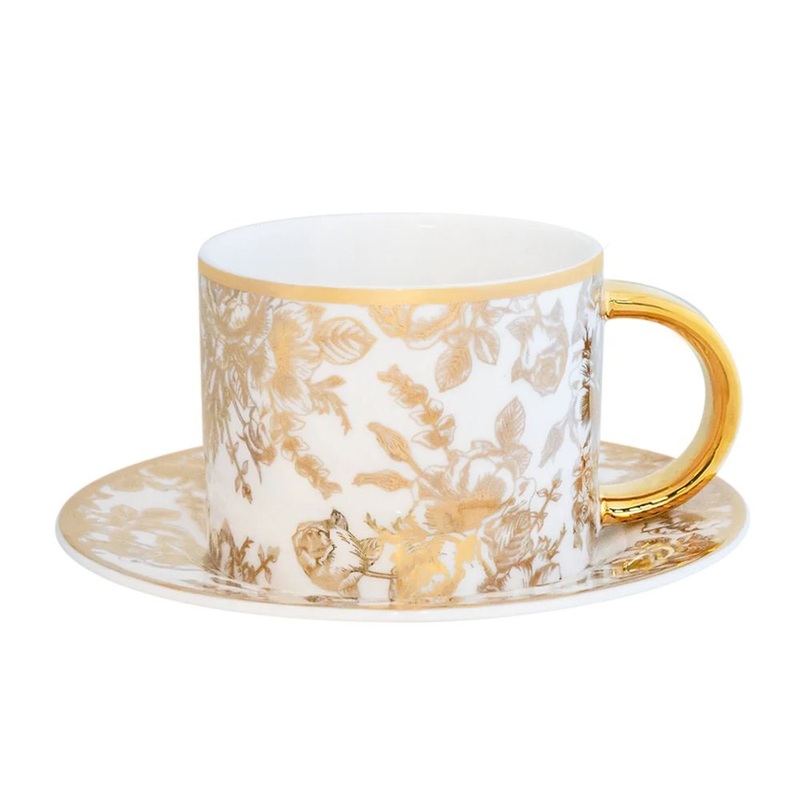 Cristina Re Botancial Rose Teacup & Saucer - Ivory