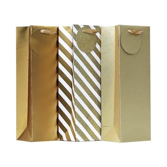 Design By Violet Bottle Bags - Gold (Pack of 3)