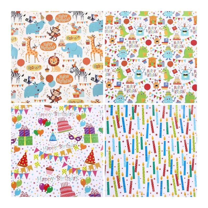 Craftbox Happy Birthday Assorted Gift Wrapping Paper (70 x 50cm) (80gsm) (Set of 4) Craftbox Happy Birthday Assorted Gift Wrapping Paper (70 x 50cm) (80gsm) (Set of 4)