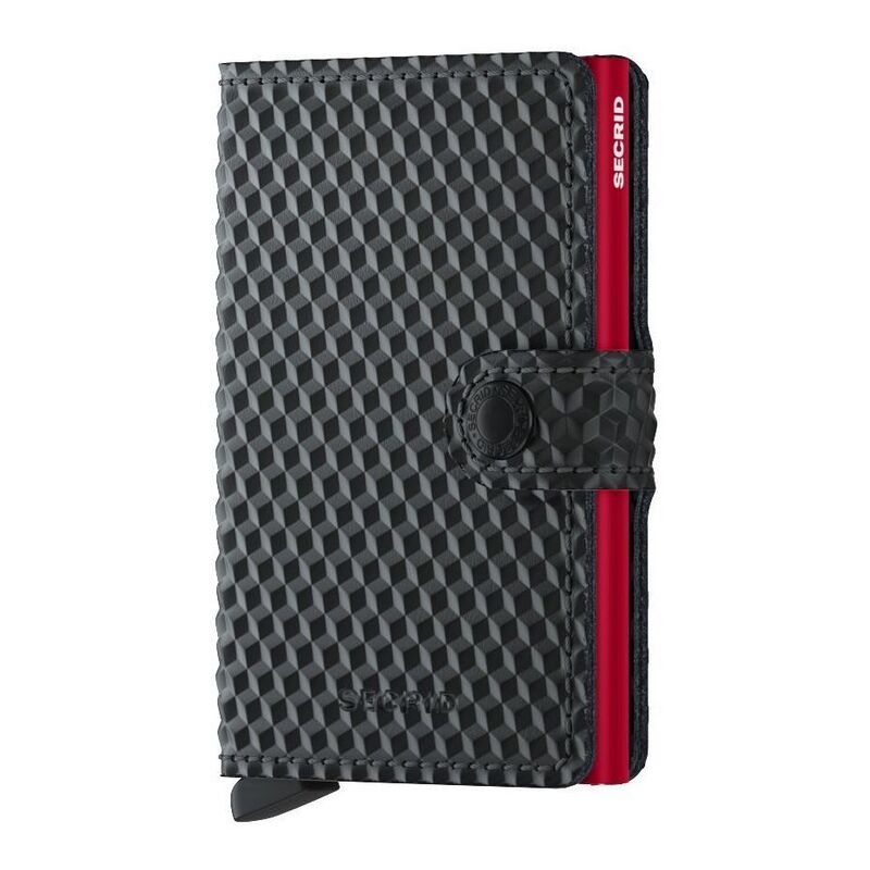 Secrid Miniwallet - Cubic Leather - Black/Red