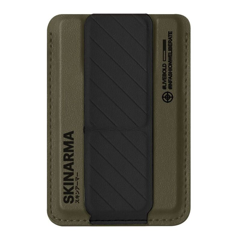 SkinArma Kado Mag-Charge Card Holder With Grip Stand - Olive