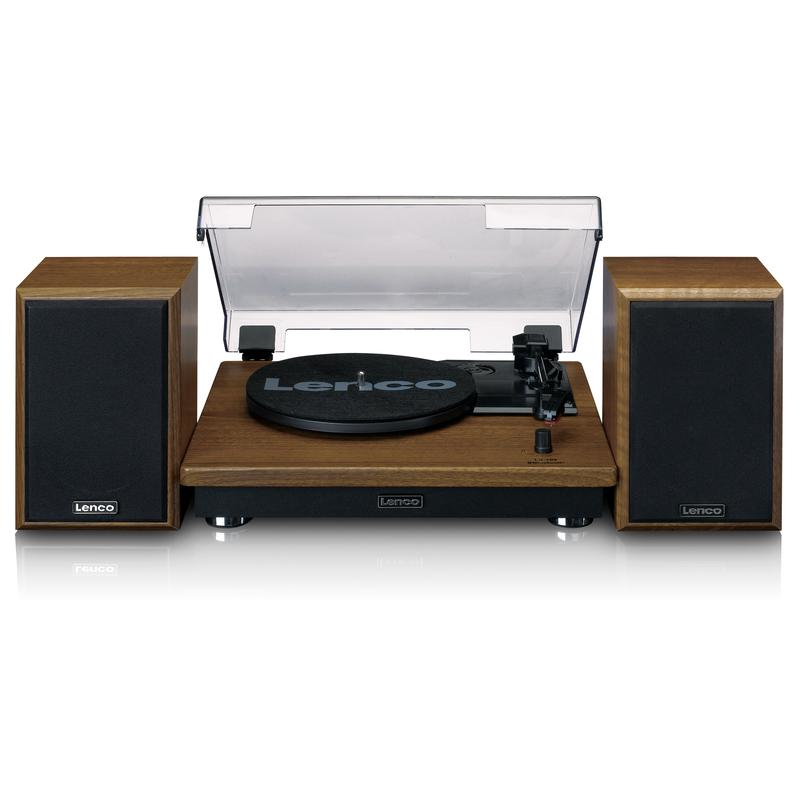 Lenco LS-100WD UK Turntable With Built-In Speakers - Wood