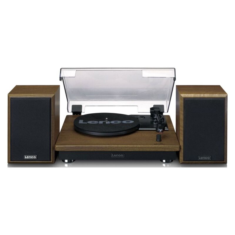 Lenco LS-100WD UK Turntable With Built-In Speakers - Wood