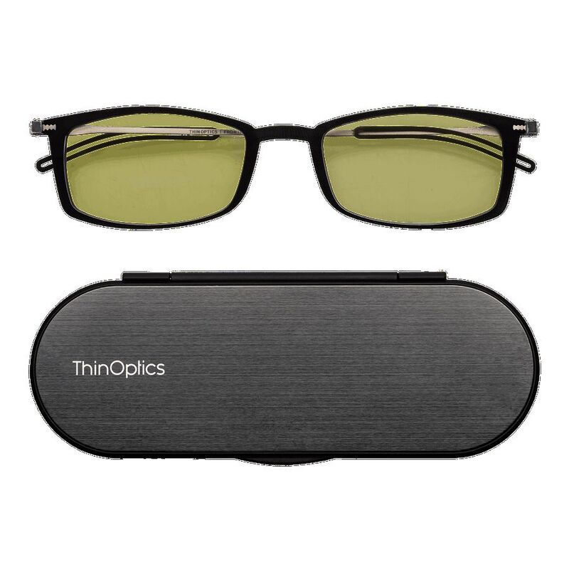 Thinoptics Brooklyn Blue Light Blocker Glasses With Milano Case - Black (+2.5)