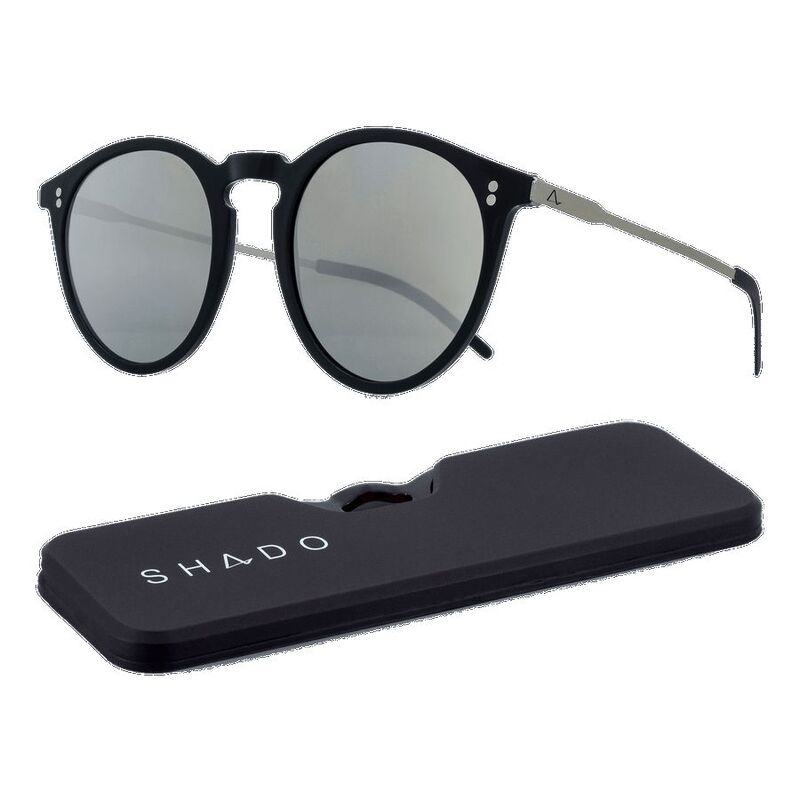 Thinoptics Los Altos Sunglasses Shiny Black Frame With Grey Flash Mirror Lens Thinoptics Los Altos Sunglasses Shiny Black Frame With Grey Flash Mirror Lens