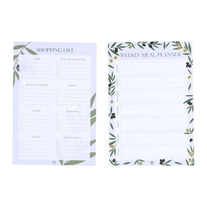 Prickly Pear Olive Magnetic Meal Planner With Shopping List (Set of 2)