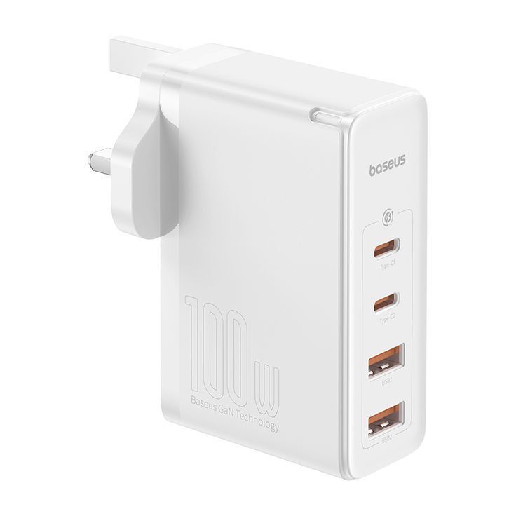 Baseus GaN5 Pro Fast Charger 2 USB-C+ 2 USB-A 100W UK - Moon White Baseus GaN5 Pro Fast Charger 2 USB-C+ 2 USB-A 100W UK - Moon White