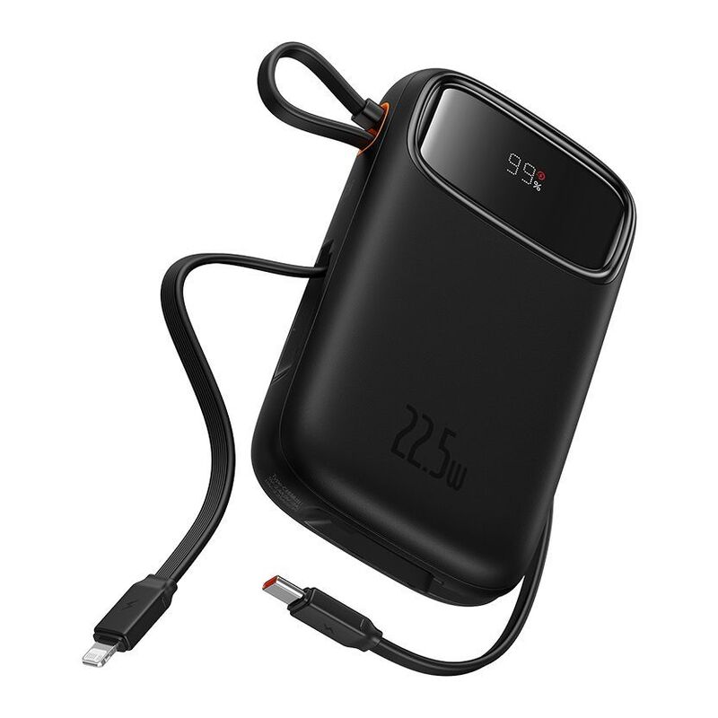 Baseus Qpow2 Dual-Cable Digital Display Fast Charge Power Bank 20000mAh 22.5W - Black Baseus Qpow2 Dual-Cable Digital Display Fast Charge Power Bank 20000mAh 22.5W - Black