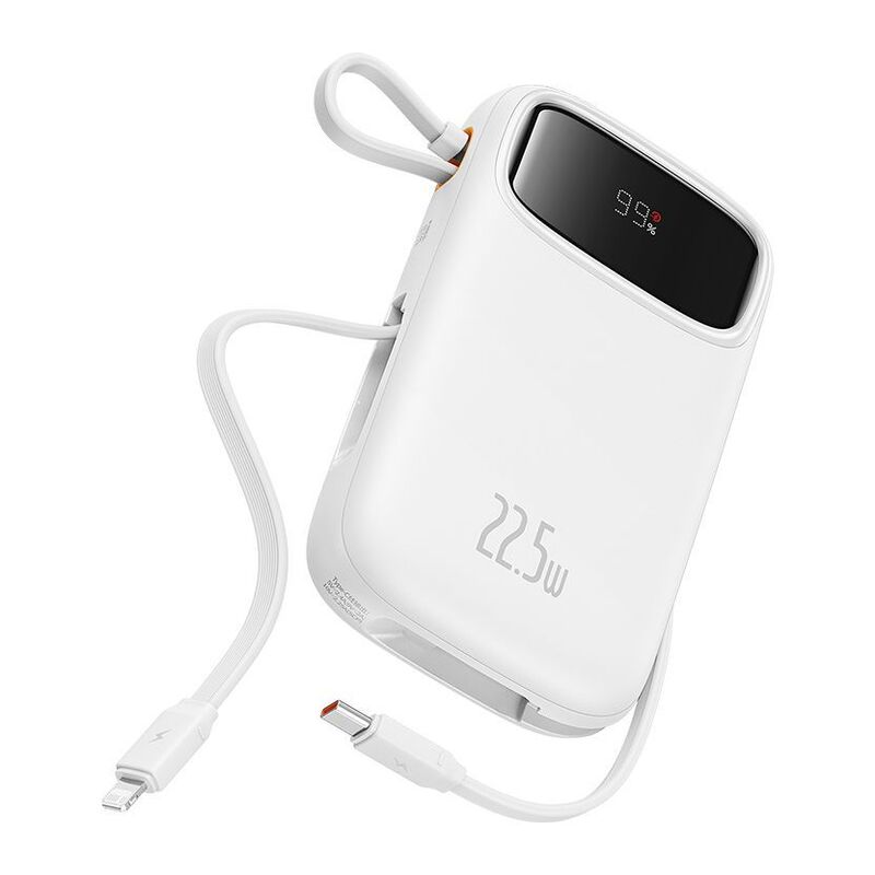 Baseus Qpow2 Dual-Cable Digital Display Fast Charge Power Bank 20000mAh 22.5W - Stellar White