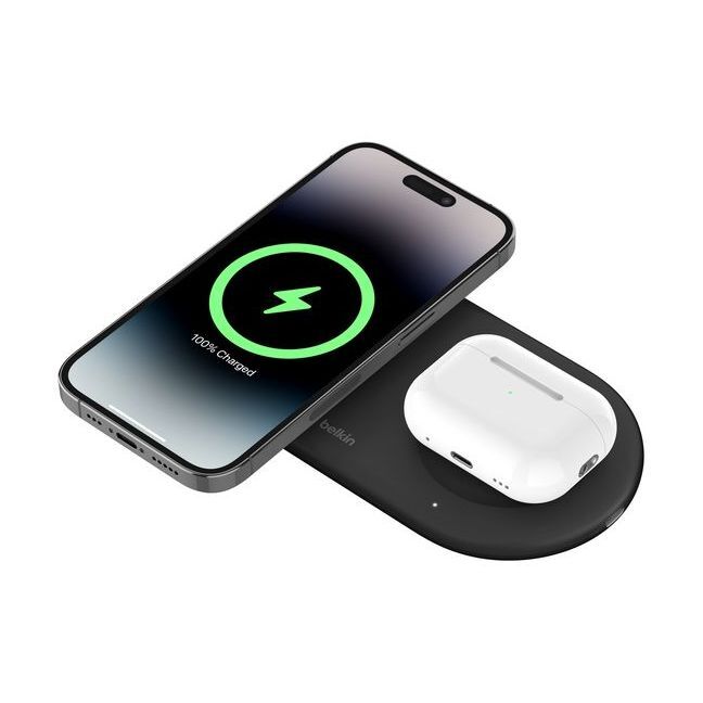 Belkin BoostCharge Pro 2-in-1 Magnetic Wireless Charging Pad with Qi2 15W - Black