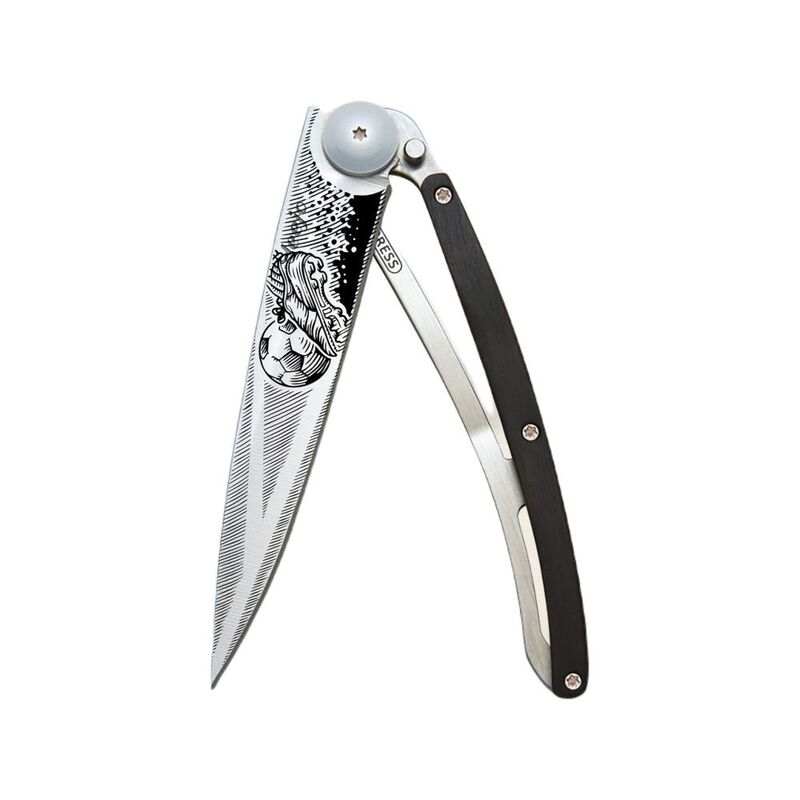 Deejo 37G Pocket Knife - Ebony Wood/Goal (Grey)