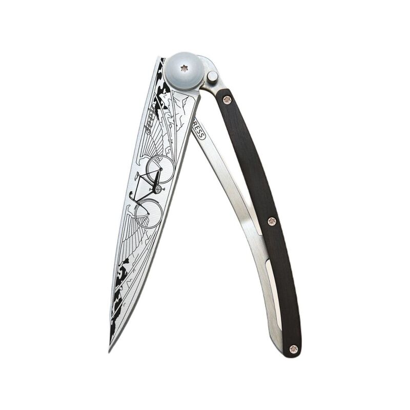 Deejo 37G Pocket Knife - Ebony Wood/Bicycle (Grey)