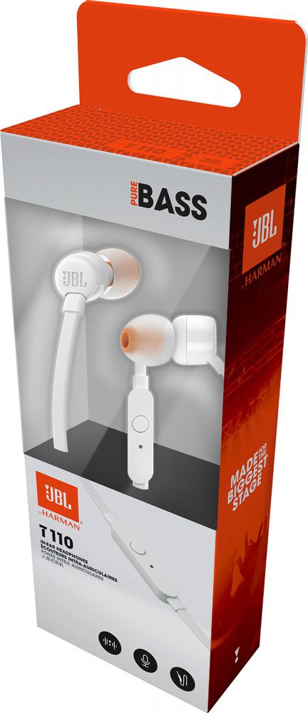 JBL T110 White In-Ear Earphones