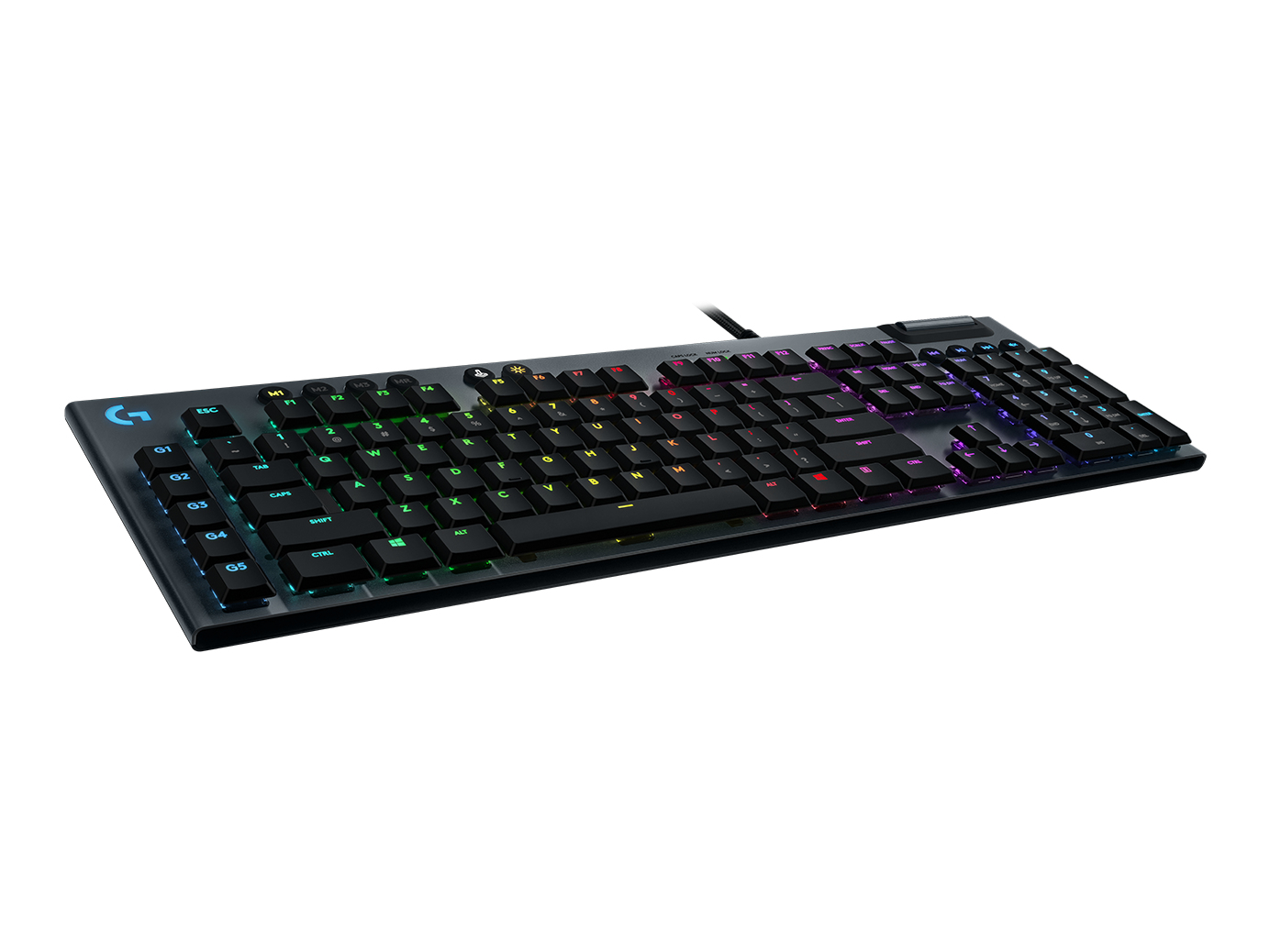 Logitech G 920-008992 G815 LIGHTSYNC RGB Mechanical Gaming Keyboard with Low Profile GL Tactile Key Switch/5 Programmable G-key/USB Passthrough/Dedicated Media Control (US English)