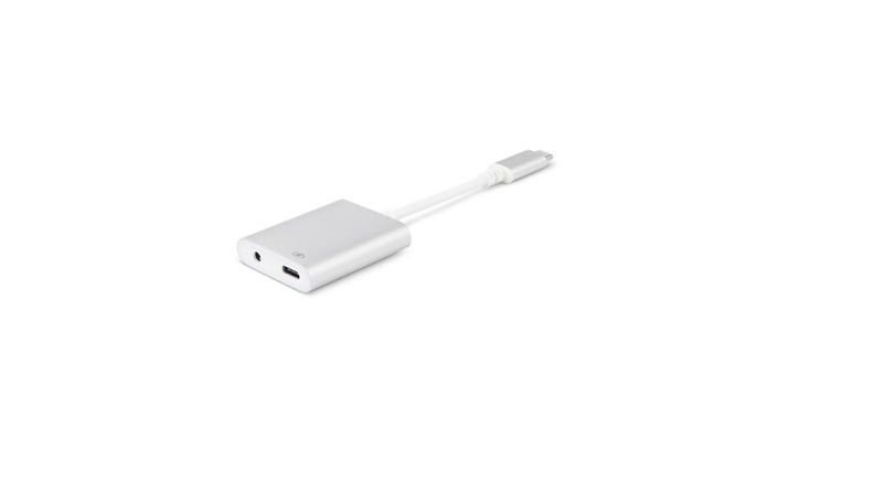 Moshi USB-C To 3.5mm Stereo Jack Adapter with Charging Port Silver