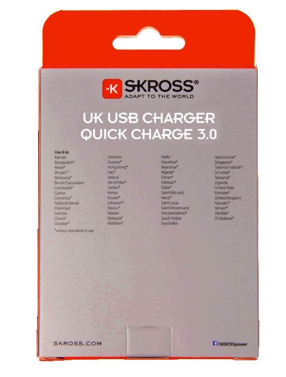 Skross UK USB Charger QC 3.0 White